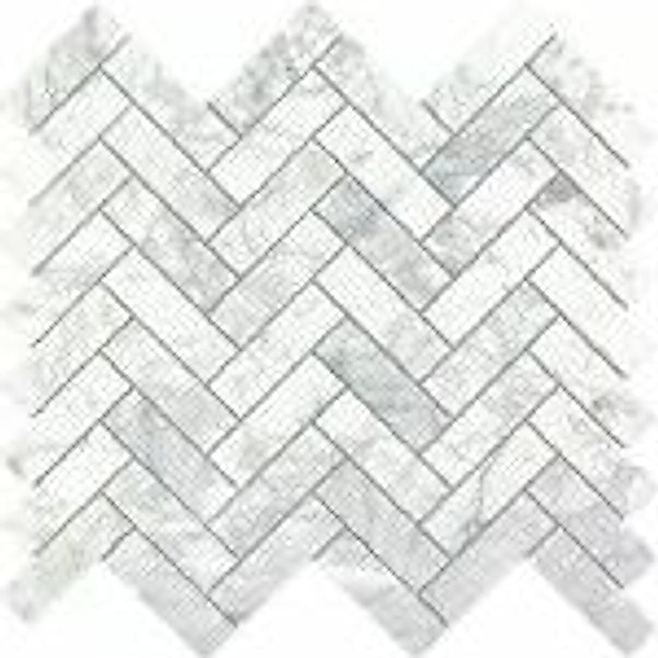 Marmo Carrara Herringbone Marble Mosaic Tile 12.5x11.25 size, elegant Carrara finish, perfect for stylish flooring and walls