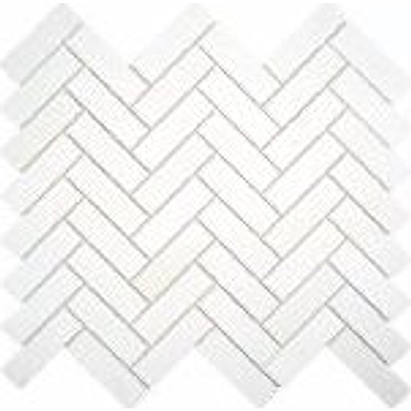 Marmo Thassos Herringbone Marble Mosaic Tile 12.5x11.25 inches