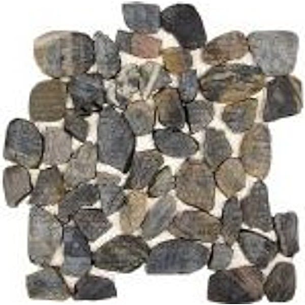 Pebble Stone Black Strip Sliced
