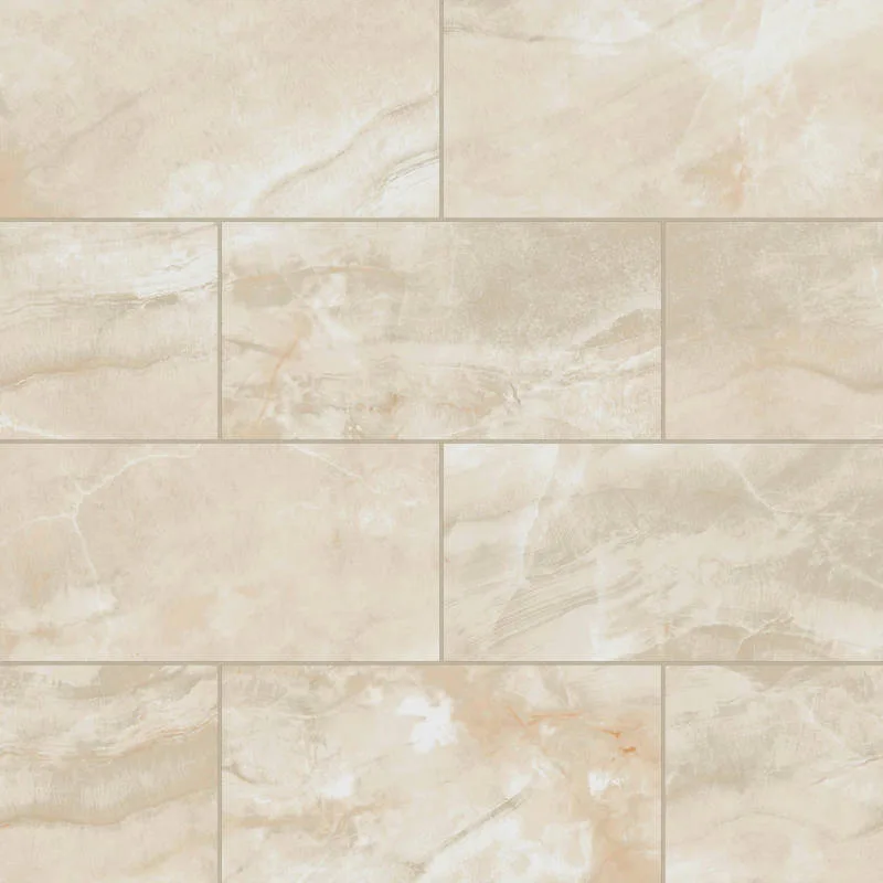 Beige Onyx porcelain tile in honed finish, 12x24 and 24x48 sizes, from the Gemma collection by Bedrosians.