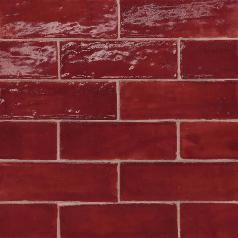 Rouge ceramic tile 2x6 and 4x4 sizes in glossy finish, ideal for floors and walls