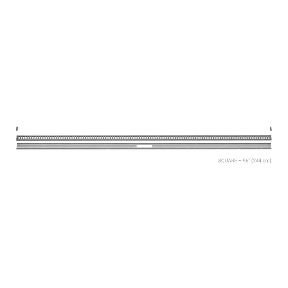 Schluter Kerdi-Line-Vario Pewter 96 in. Square Grate and Channel Floor Installation Kit, textured pewter finish