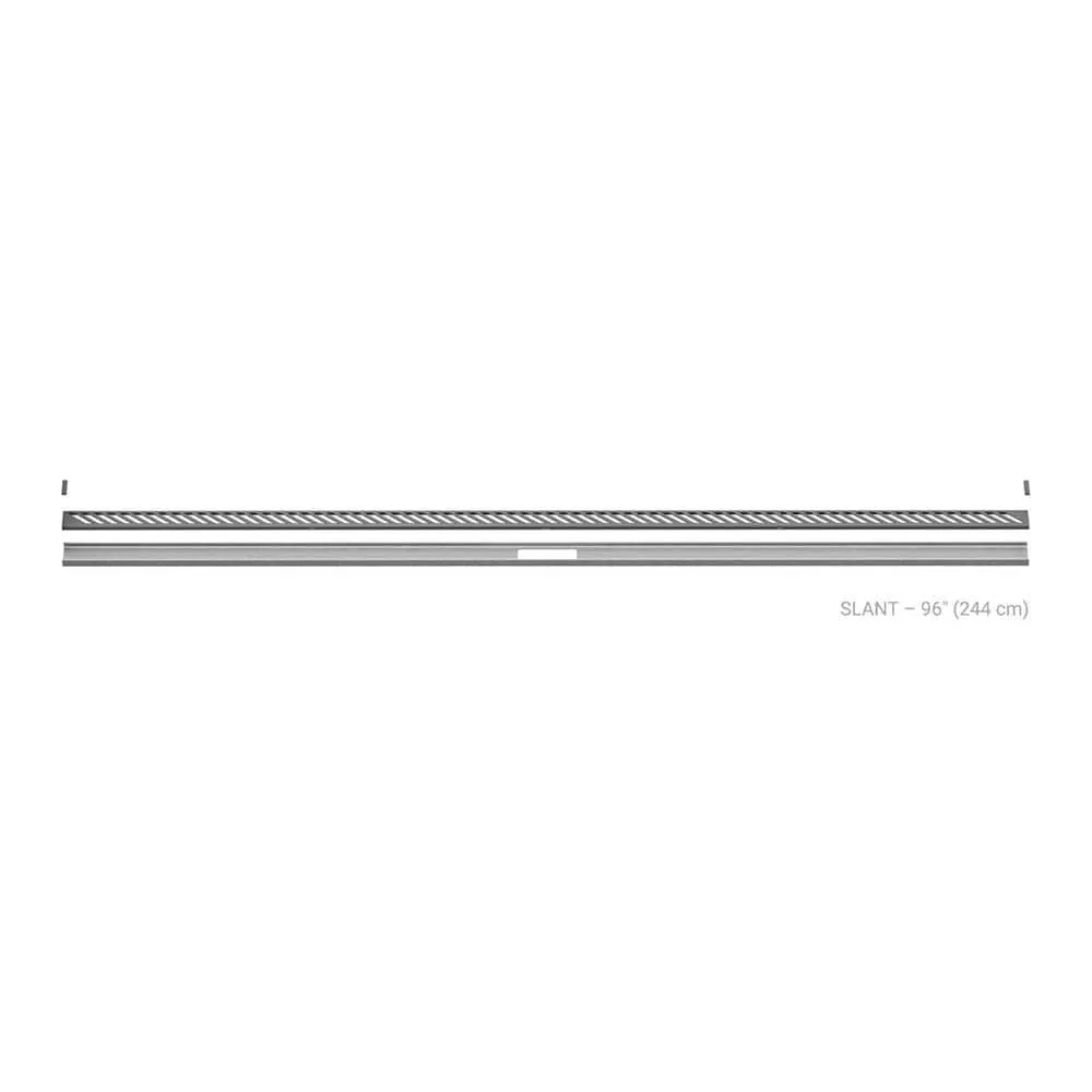 Schluter Kerdi-Line-Vario Pewter 96 in. Slant Grate and Channel Floor Installation Kit, textured pewter finish