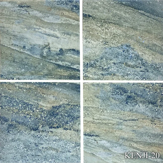 Kenji Series Pool Tile in Blue Granite and Desert Gray, 6x6 ceramic tiles for pool areas