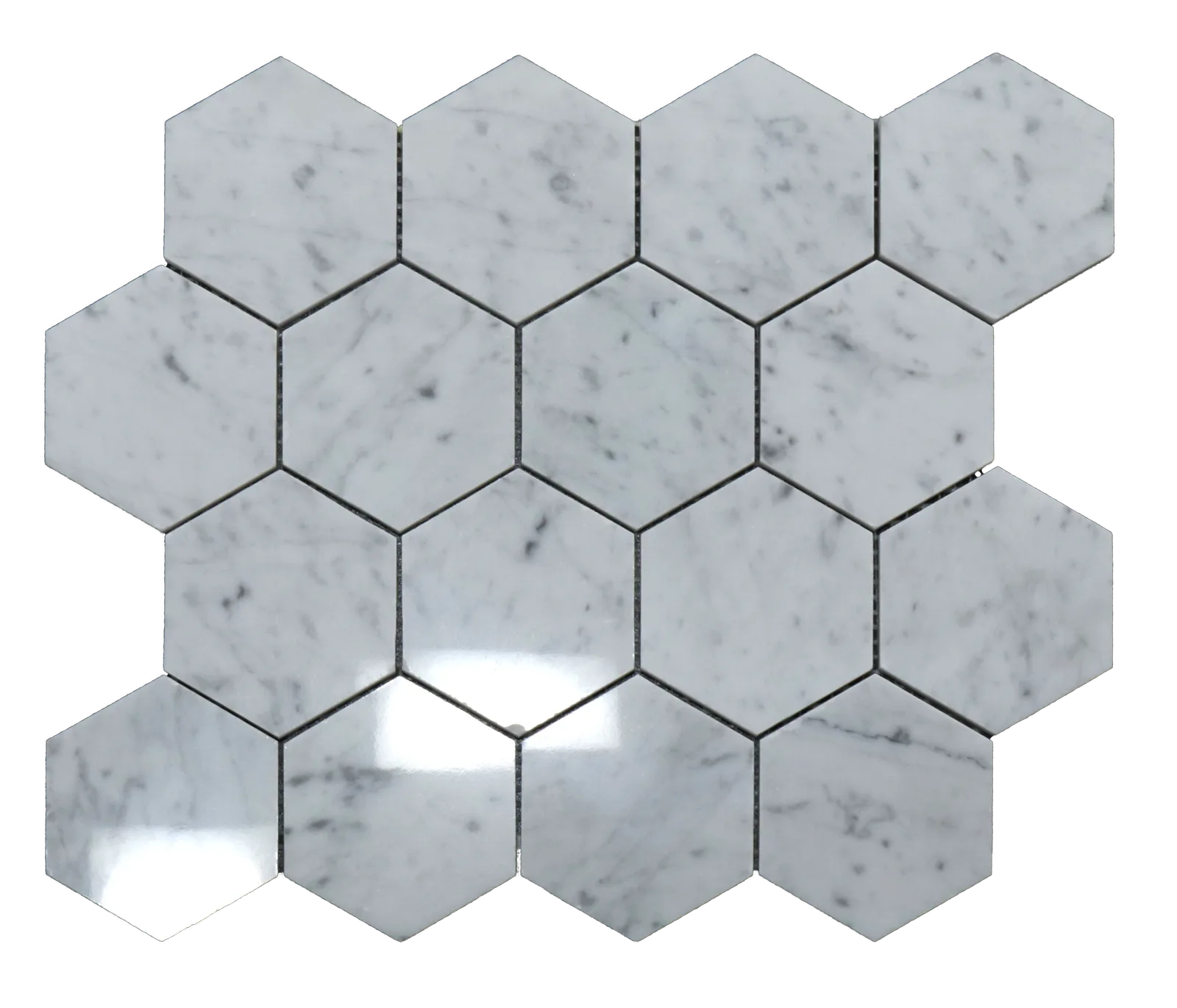 Carrara White 3" Hexagon Mosaic