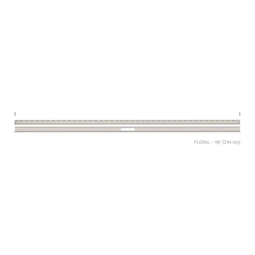 Schluter Kerdi-Line-Vario Greige 96 in. Floral Grate and Channel Floor Installation Kit, textured greige finish, for modern shower systems