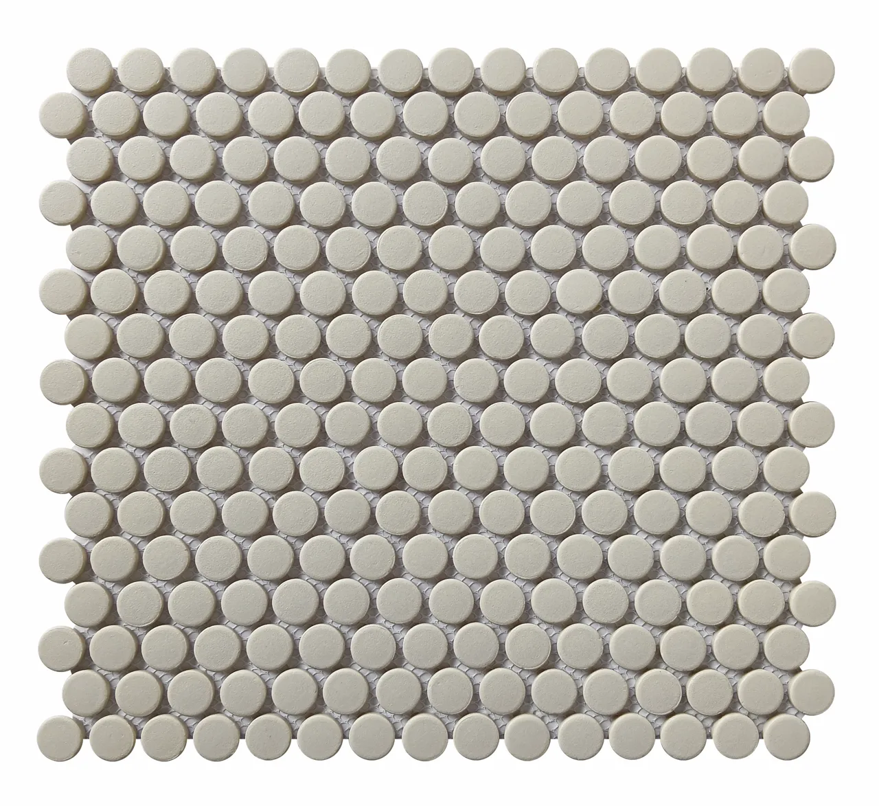 Tender Gray Penny Round Mosaic Tile 12x12 Unglazed Dot Mounted Porcelain
