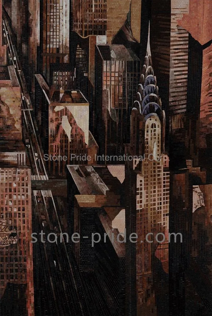 City Evening Glass Mosaic Mural