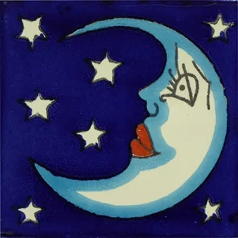 L02 - Quarter Moon Man Talavera Tile