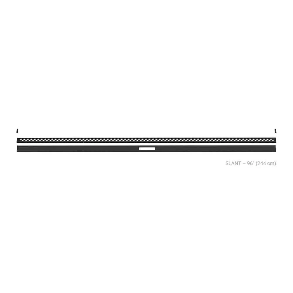 Schluter Kerdi-Line-Vario Matte Black 96 in. Slant Grate and Channel Floor Installation Kit KLVRID14MGS244