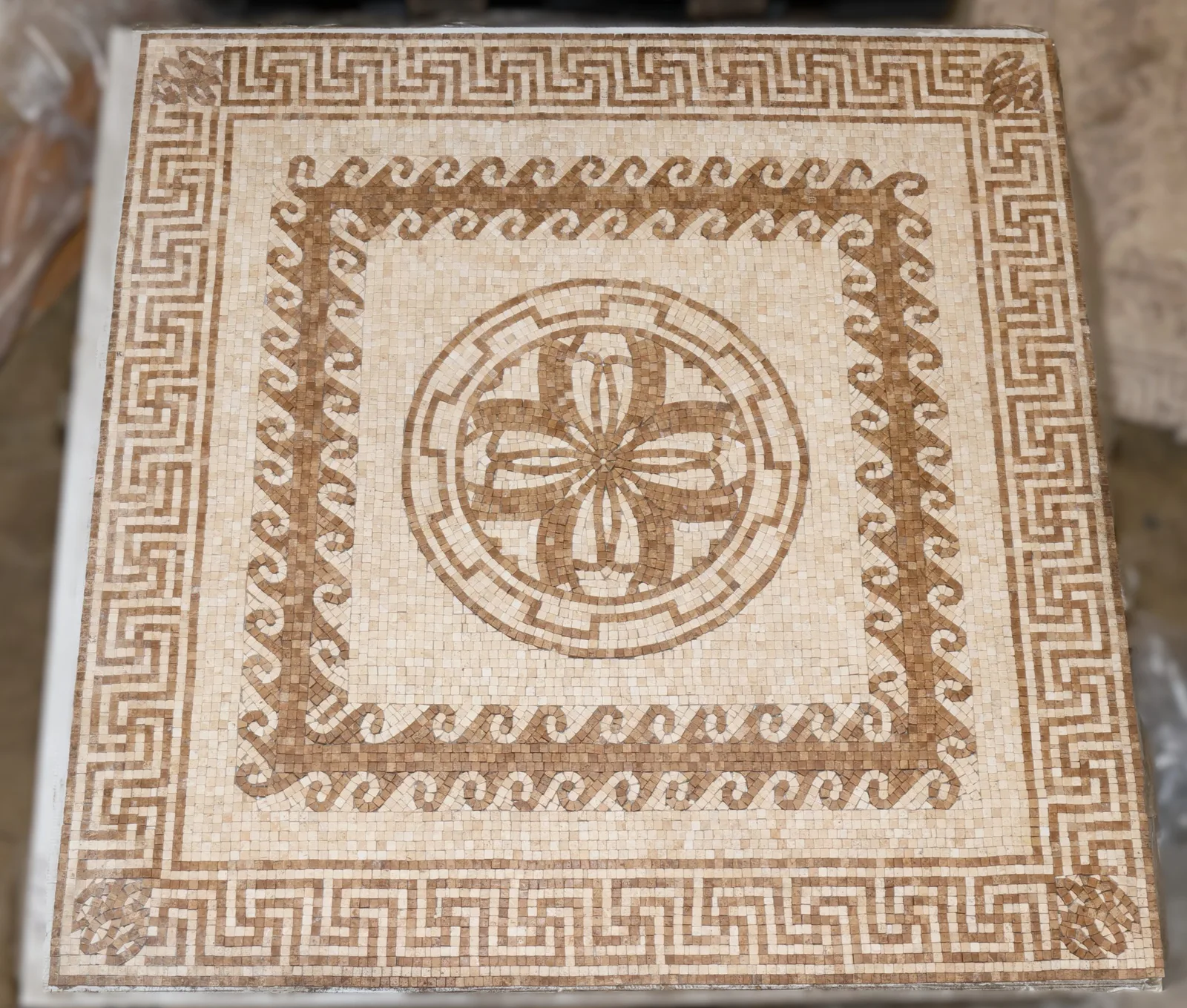 Medallion Square #1600 48" honed marble mosaic tile, 48x48 size