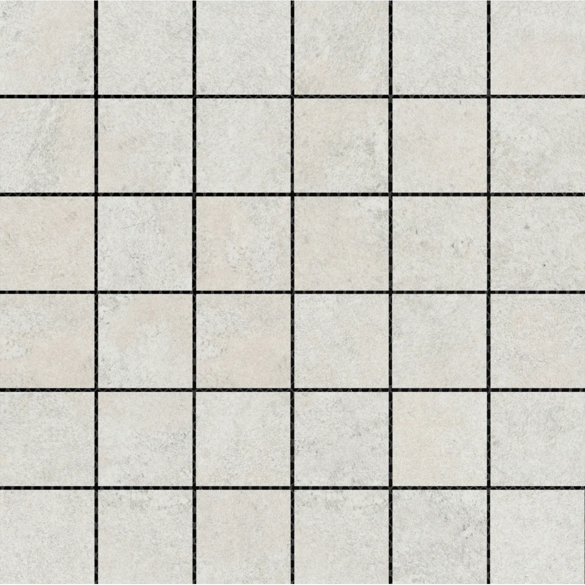 Novales Matte Mosaic tile in Astra, Luna, and Eclipse colors, 12x12 size, made of durable ceramic material.