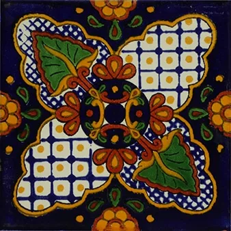 L115 - Rainforest Talavera Tile 6x6 ceramic glazed tile with vibrant rainforest pattern