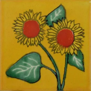 L59 Golden Sunflowers Talavera Tile 4x4 ceramic glazed finish
