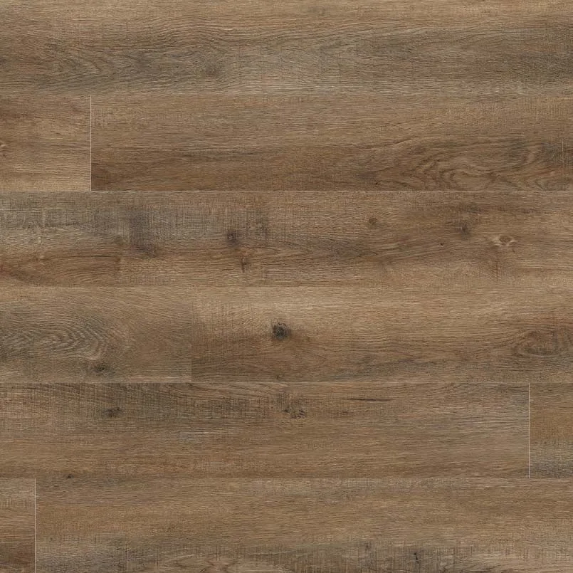 Glenridge Reclaimed Oak LVP plank flooring in brown color, low gloss finish, size 6x48, made of durable vinyl material.
