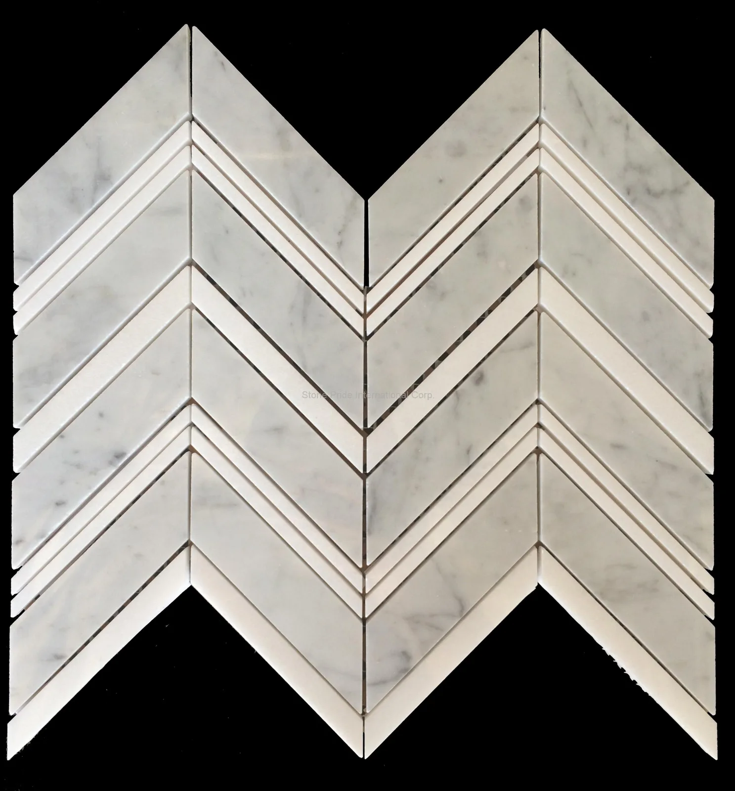 Carrara White & Thassos White Marble Mosaic tile, polished finish, natural marble