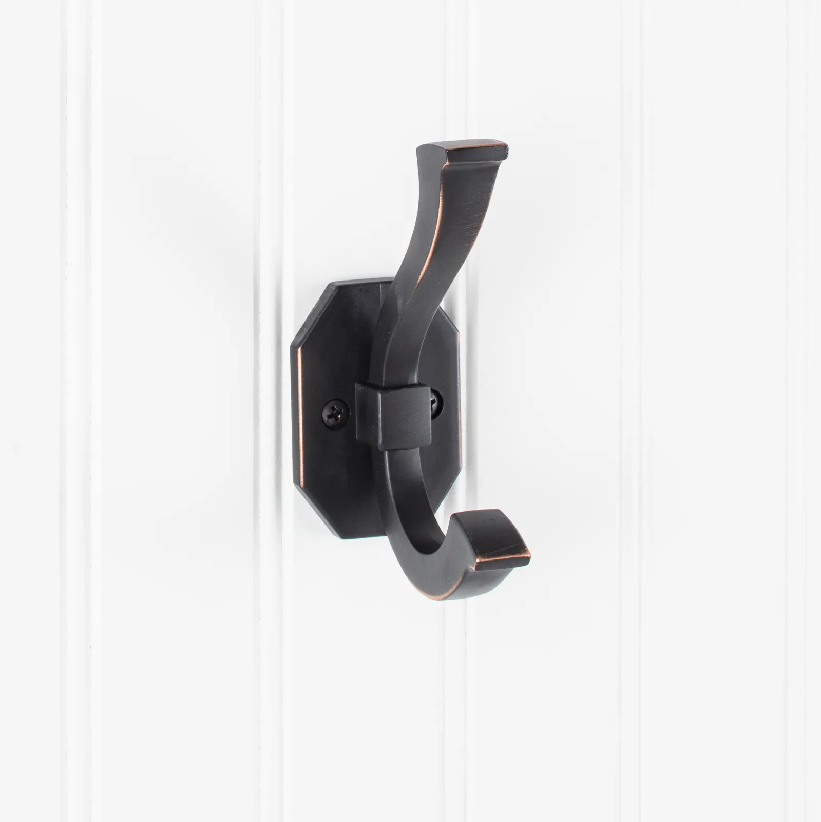 4-5/16" Double Zinc Wall Mount Hook in Brushed Oil Rubbed Bronze, Decorative Hardware, 2-3/4" projection