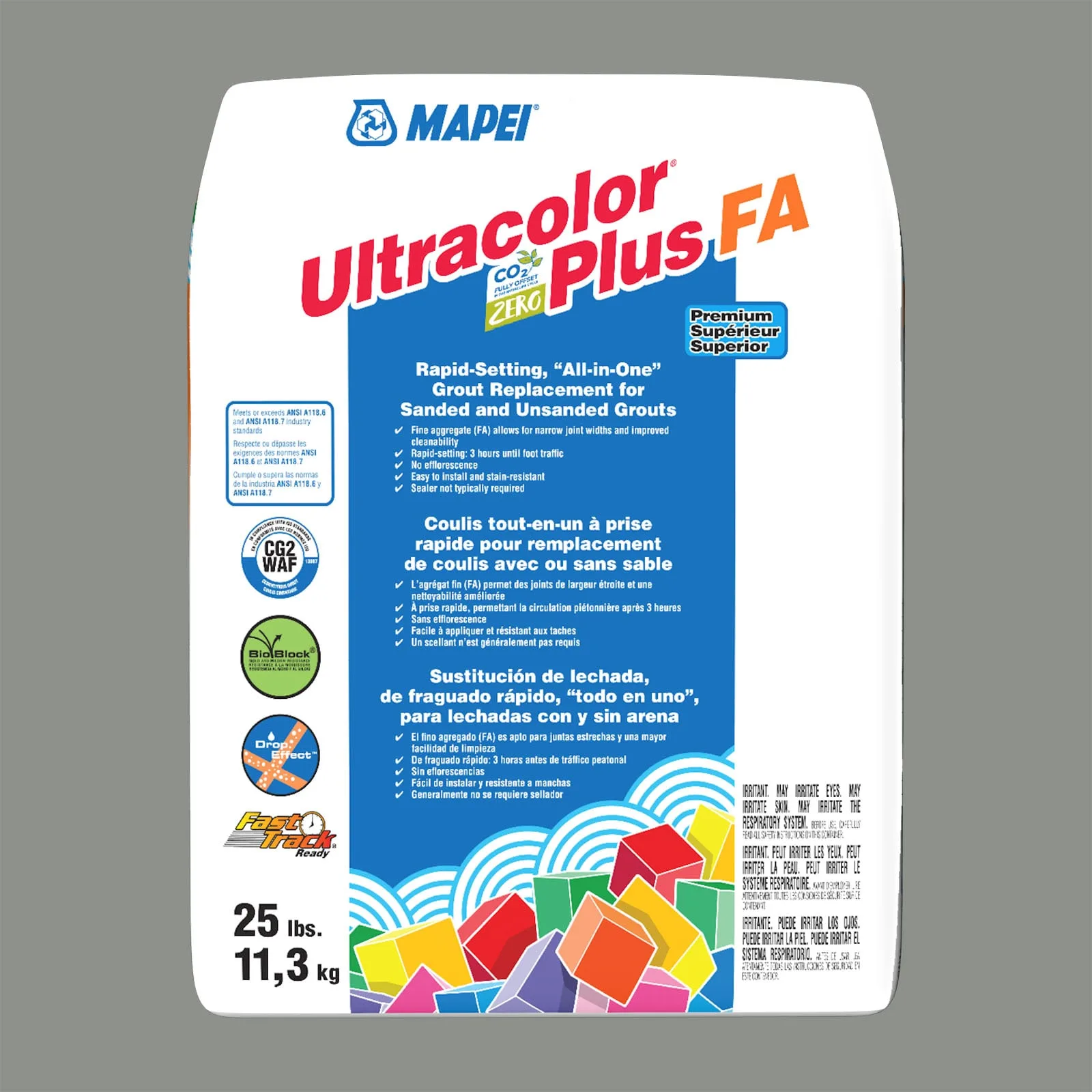 Mapei Ultracolor Plus FA Cavern Moss Grout 25 lb bag, rich earthy color, all-in-one grout solution