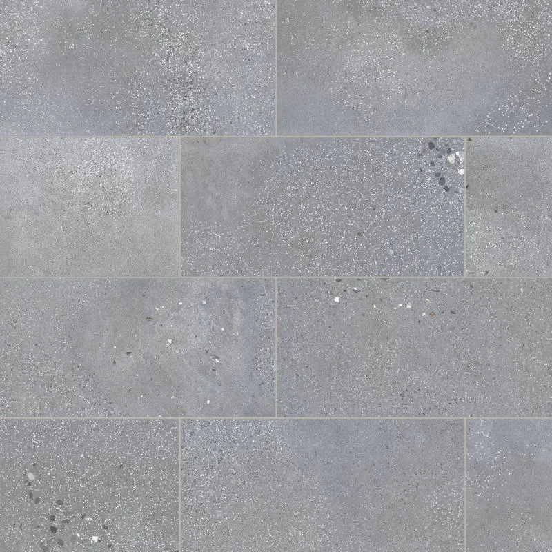Steel porcelain tile in matte finish, 24x24 size, versatile for floors and walls