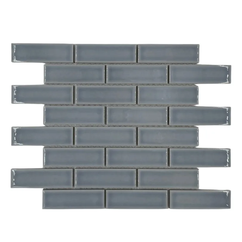 Rectangle Offset Mosaic Tile in Matte White, Sage, Teal, Light Gray, and more, made of Glass & Ceramic, size 10.4x11.8