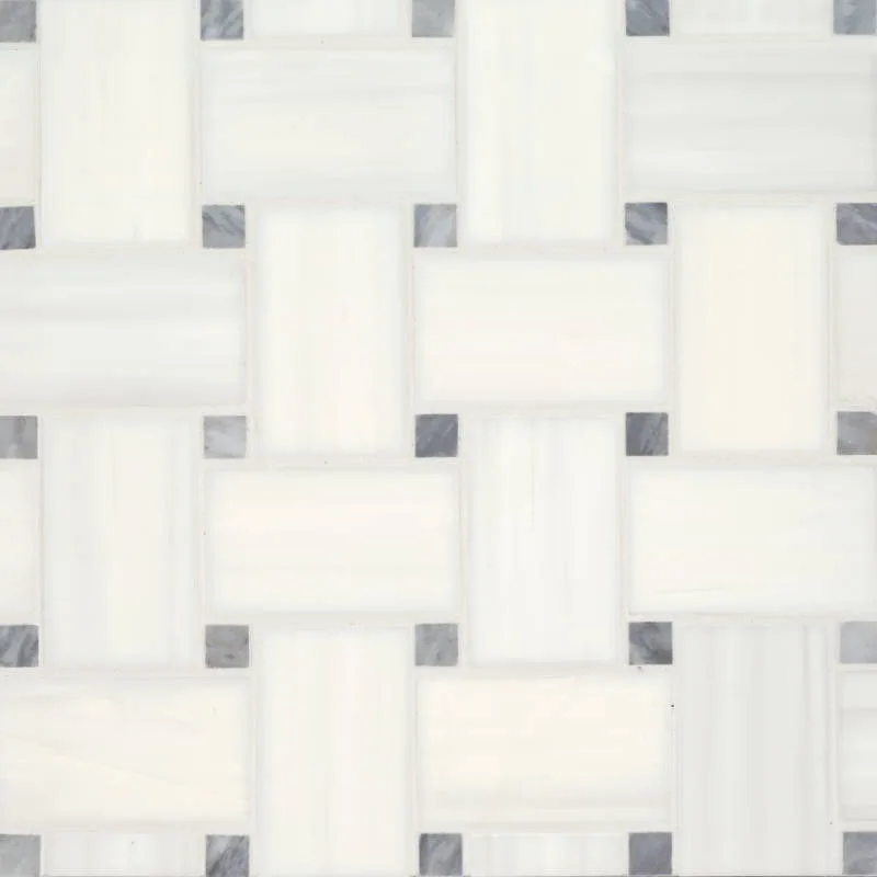 Jumbo Basketweave Dolomite & Bardiglio Dot