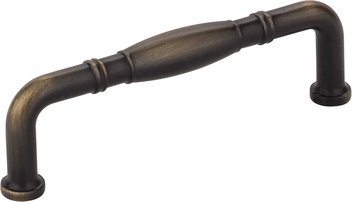 Durham Cabinet Pull-96 in Dark Bronze finish, decorative hardware for cabinetry, center to center 96 mm, overall length 4-1/4 inches