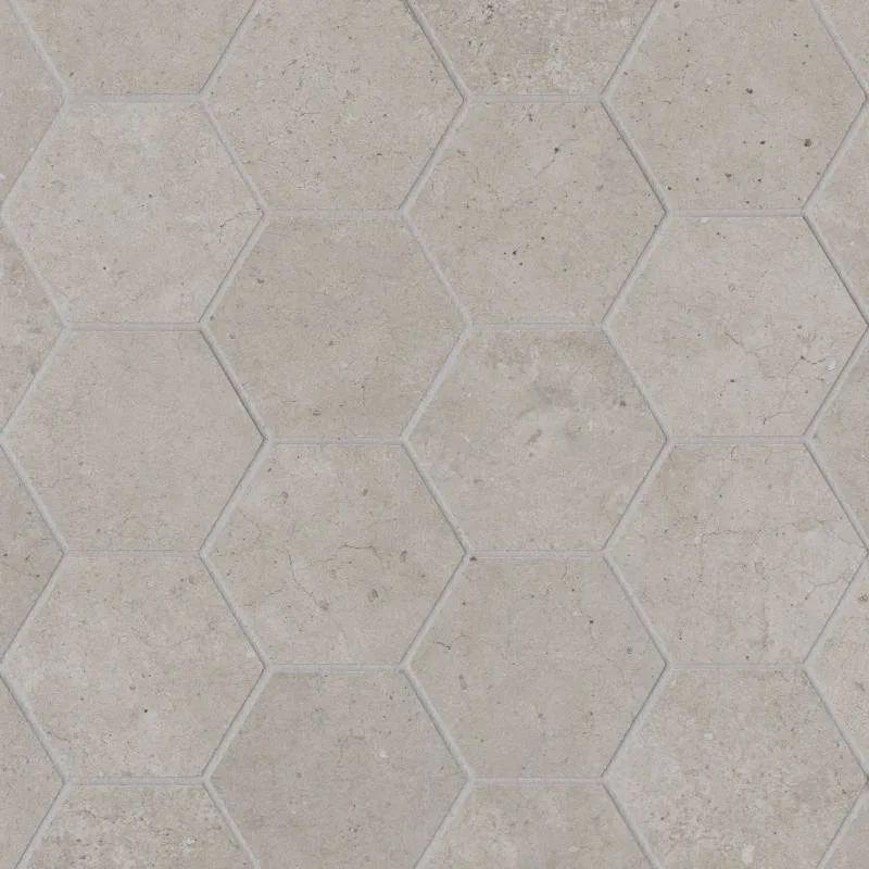 Silver Hexagon Mosaic Tile 10.25x11.75 Matte Porcelain from Materika collection