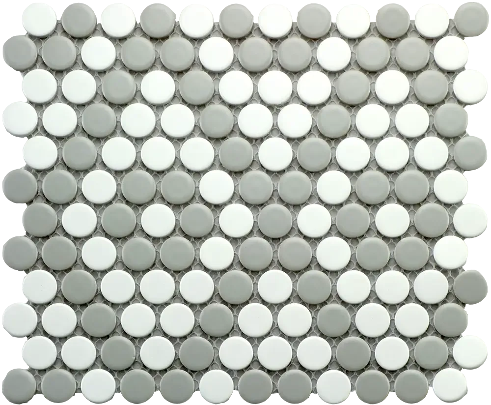 Matte Gray & White Penny Round