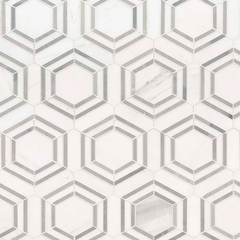 Georama Grigio Polished Mosaic Tile in gray color, 3/8 inch thickness, made by MSI Surfaces