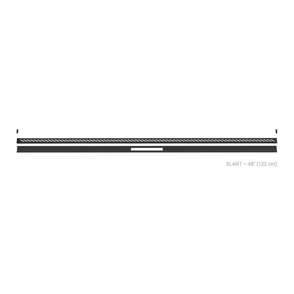Schluter Kerdi-Line-Vario Matte Black 48 in. Slant Grate and Channel Kit, textured finish, shower system accessory KLVRID14MGS122