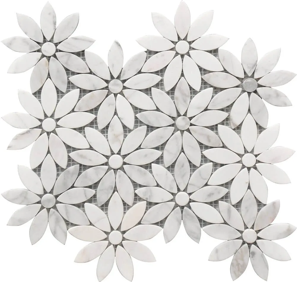 Daisy Flower Marble Mosaic Tile 10x12 Natural Stone & Glass Mosaics
