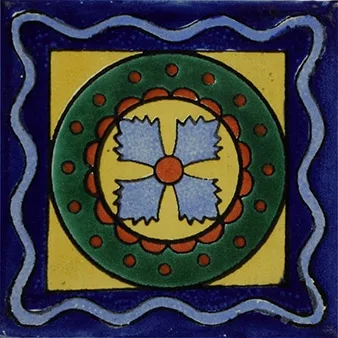 L54 Green Fiesta Talavera Tile 4x4 glazed ceramic tile handcrafted from Mexico