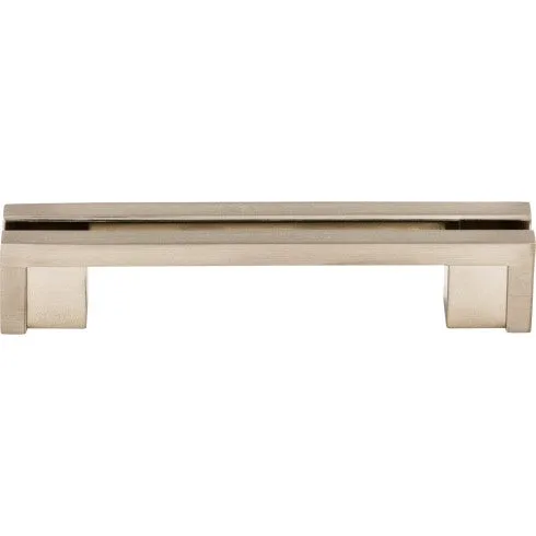 Flat Rail Pull in Brushed Satin Nickel, 5 inch decorative hardware