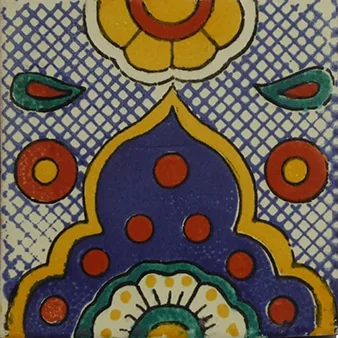 L52 Ramillete de Flores Talavera Tile 4x4 ceramic glazed tile with floral design