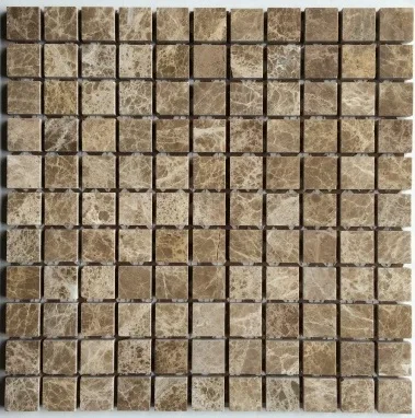 Emperador Light Marble Mosaic in polished and tumbled finishes, natural marble, elegant beige tones