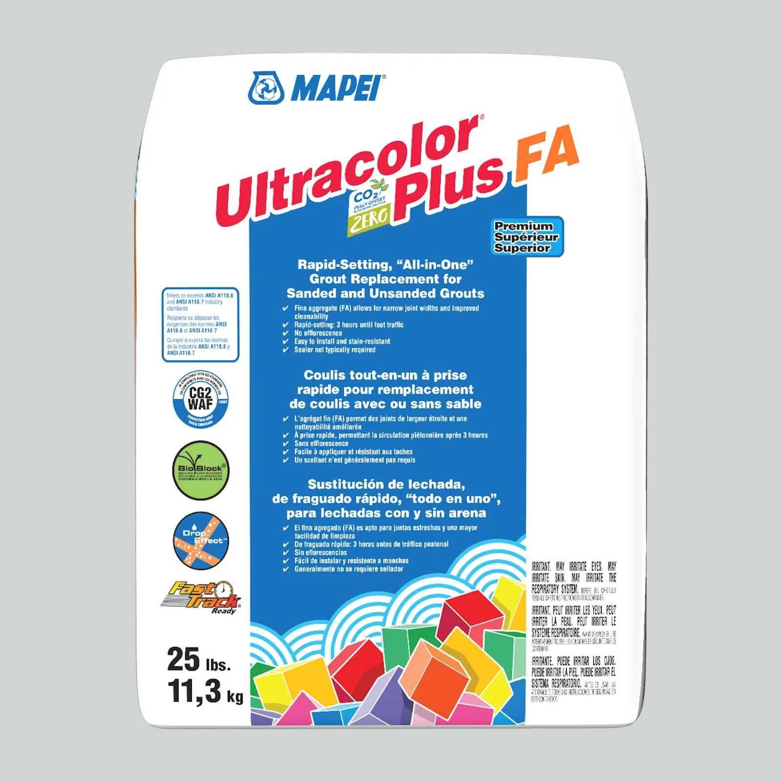 Mapei Ultracolor Plus FA Sea Salt Grout 25-lb bag, light sea salt color, all-in-one grout material