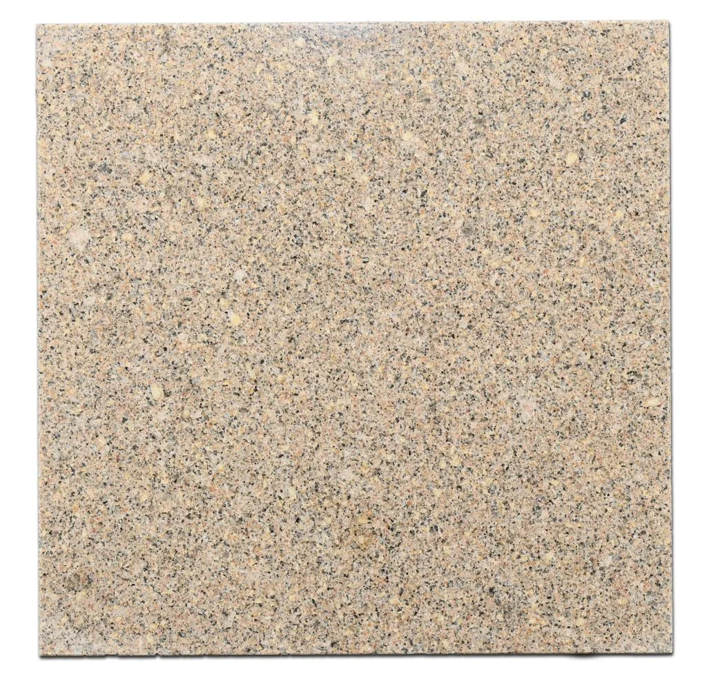 Gris Carmel polished granite tile in gray color, available in 12x12 and 18x18 sizes, perfect for flooring and wall applications.