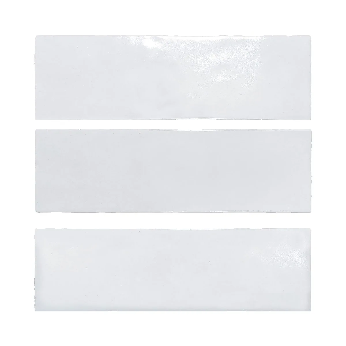 Sahara White Ceramic Tile in glossy finish, sizes 4x4, 1x8, and 2.5x8, made from pressed ceramic