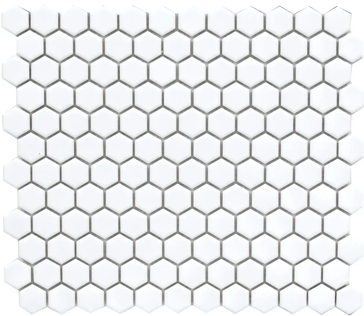 Matte White 1x1 Hexagon Mosaic Tile Glazed Porcelain 12x12