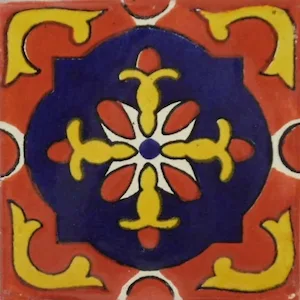 L49 Terracotta Libro Talavera Tile in glazed finish, handcrafted ceramic, available in 4x4 and 6x6 sizes