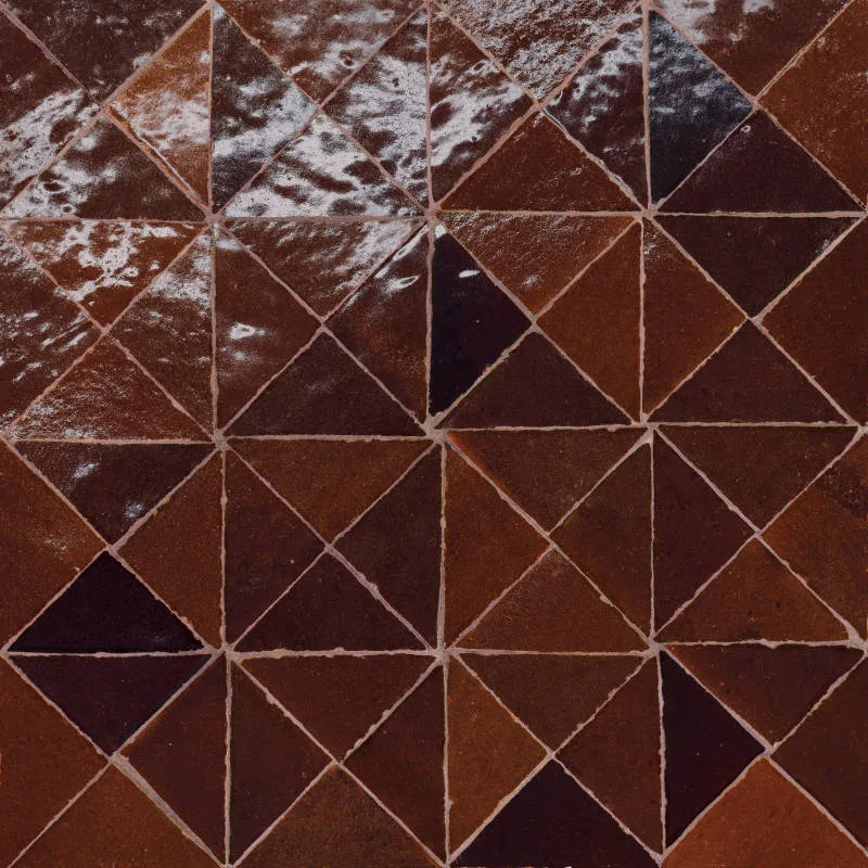Zagora Maroon Mosaic Tile 12x12 Ceramic Gloss Finish Square Triangle