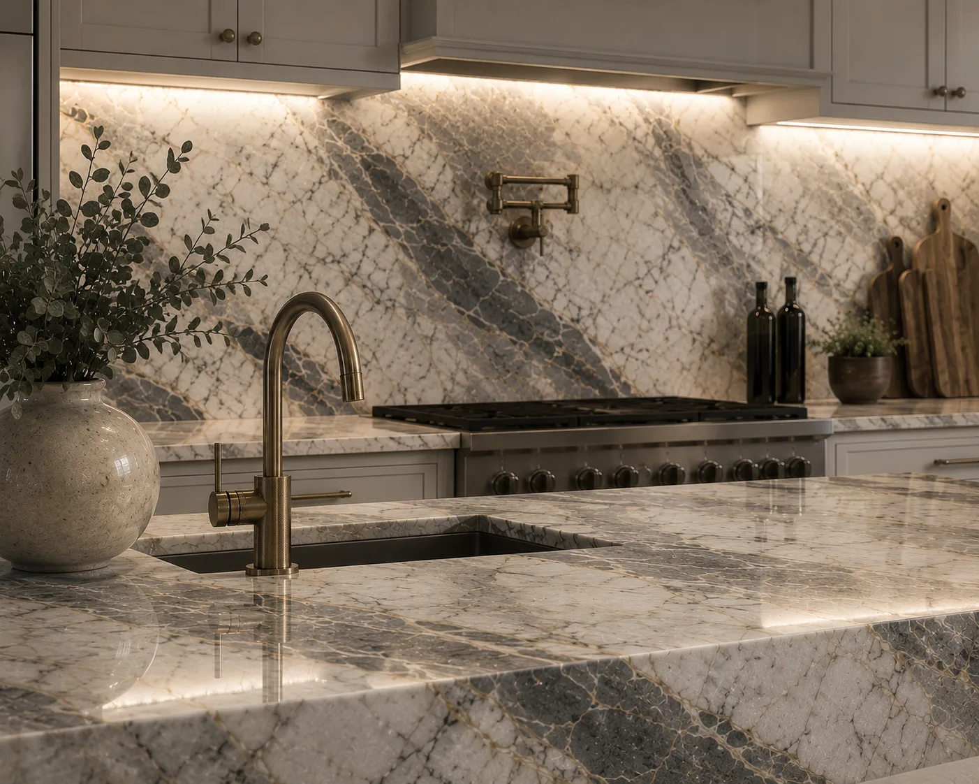 Ijen Blue Quartzite Countertop - Blue Matte Finish, Rectified Edge