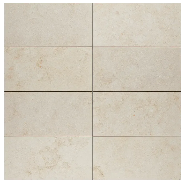Salem Grey limestone tile in Renaissance finish, 18x36 and 12x24 sizes, natural stone material