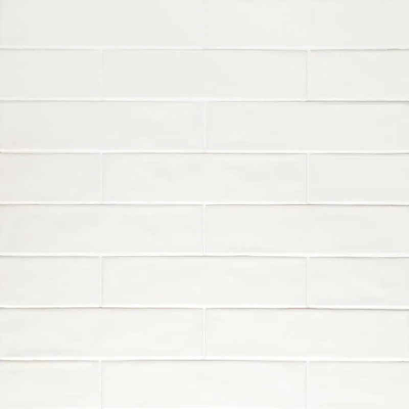 Clara Collection White Ceramic Tile 0.5x12 3/8" Glossy Finish Ceramic