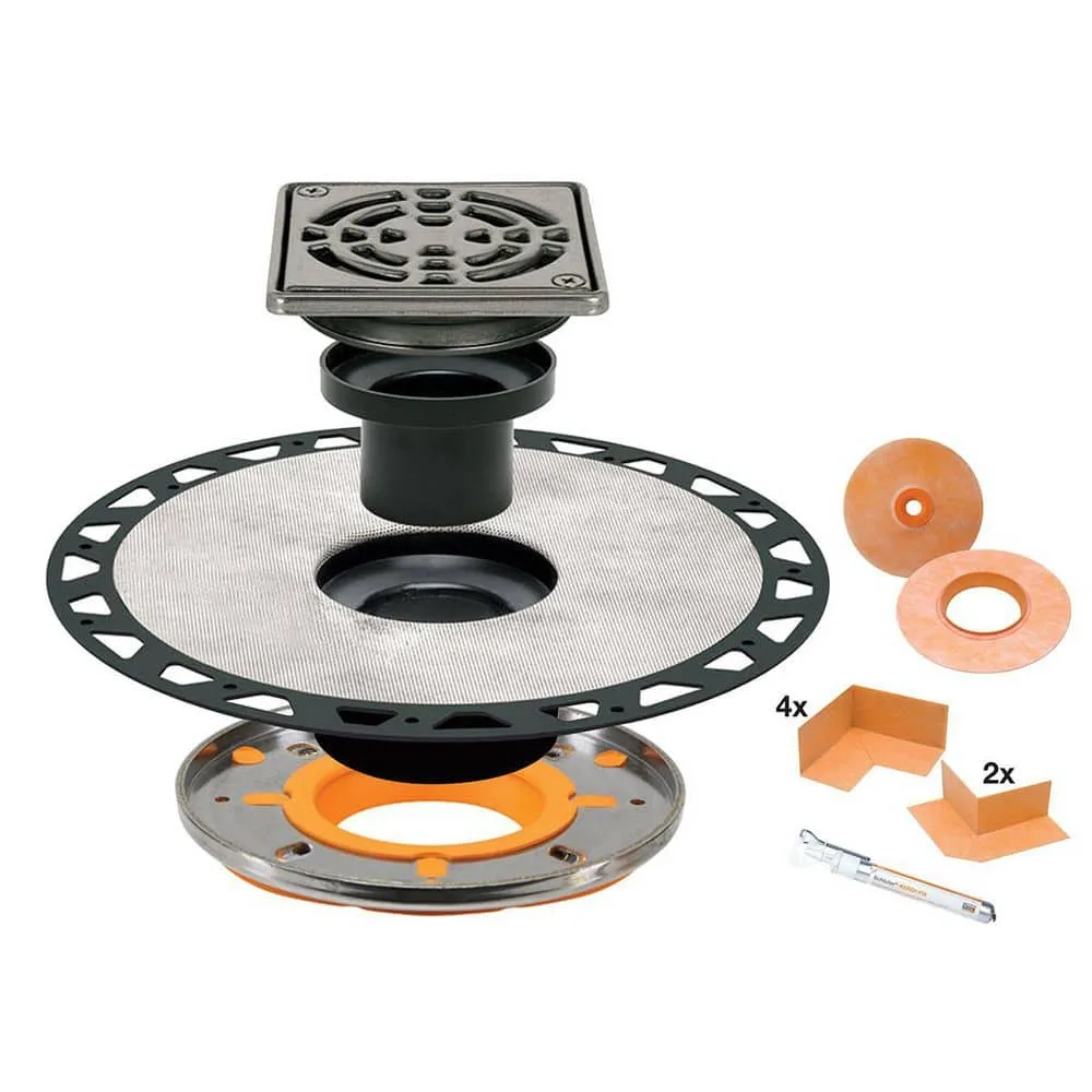 Schluter Kerdi-Drain-A 5-1/2 in. Adaptor Drain with 4 in. Stainless Steel Grate