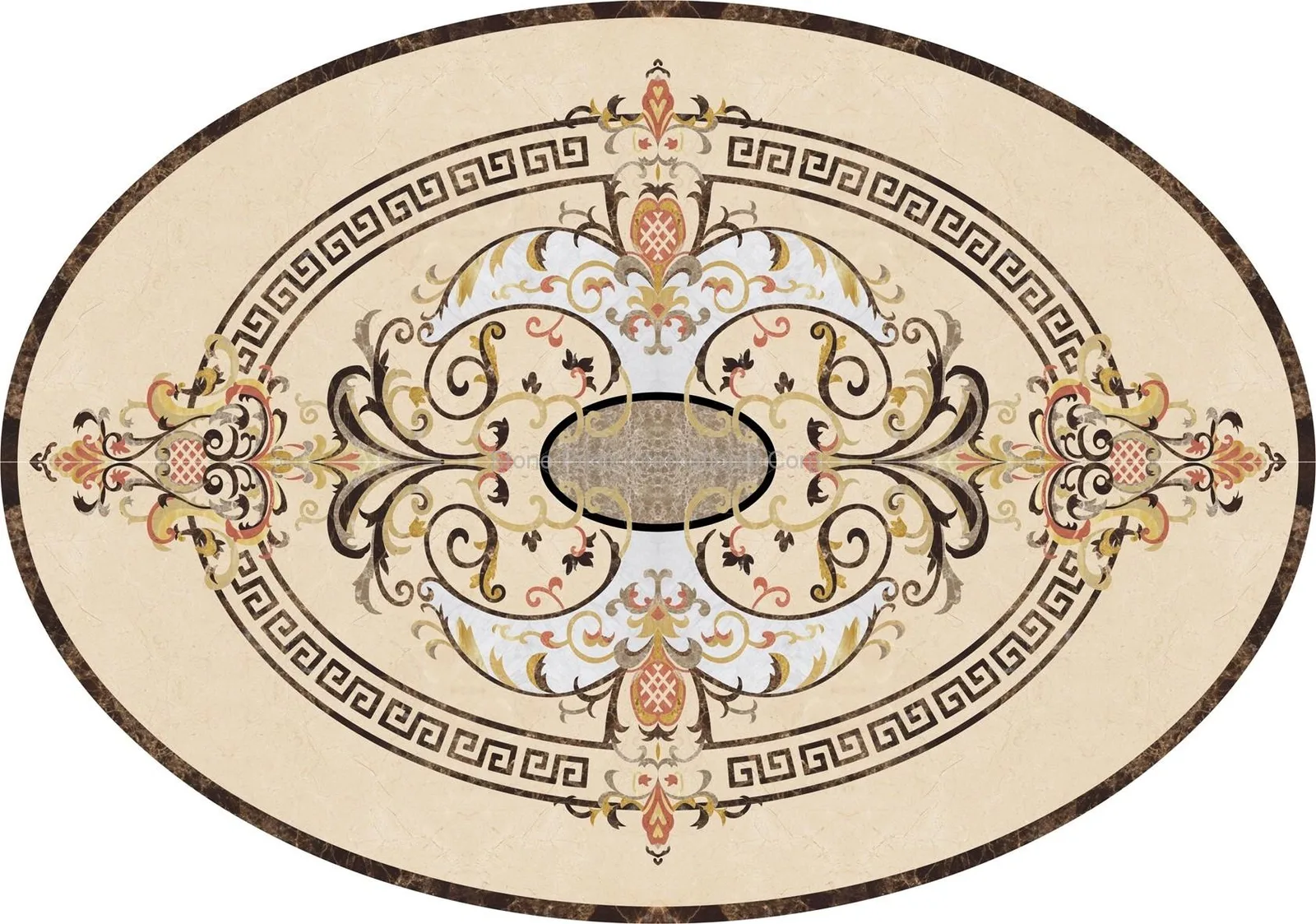 Prosperity marble medallion in elegant color finish, crafted from high-quality marble with aluminum backing, ideal for flooring designs.