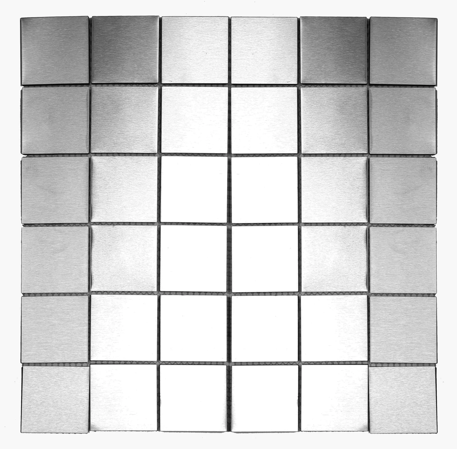 Steel Square Mosaic Tile in steel color, 3/4 size, made of durable ceramic material
