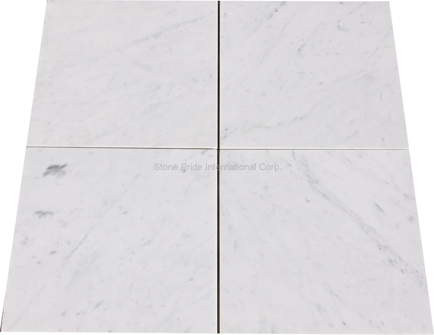 Carrara White Marble Tile in honed and polished finishes, natural stone, elegant white color with gray veining
