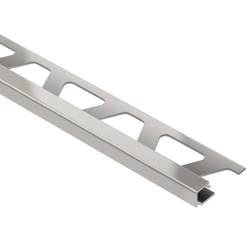 Schluter Quadec 1/2" Satin Nickel transition molding in anodized aluminum