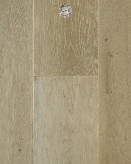 Vitali Elite European Oak Engineered Hardwood Flooring in Carrara color, 3/4 inch thickness, featuring a polyurethane finish.